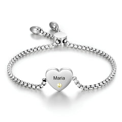 Heart Name & Birthstone Bracelet