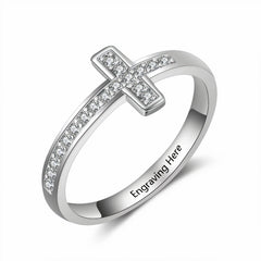 Cubic Zirconia Cross Ring