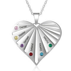 Custom Heart Necklace for Mom with Birthstones