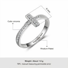 Cubic Zirconia Cross Ring