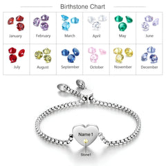 Heart Name & Birthstone Bracelet