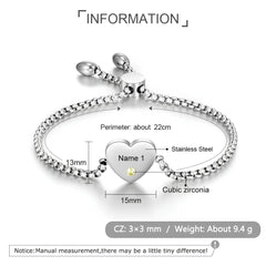 Heart Name & Birthstone Bracelet