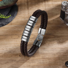 Brown Braided Leather Bracelets
