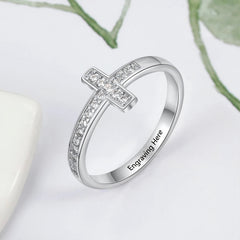 Cubic Zirconia Cross Ring