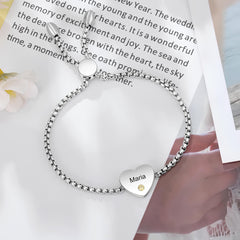 Heart Name & Birthstone Bracelet