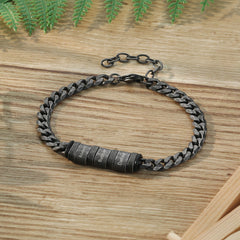 Vintage Black Steel Men’s Name Bracelet