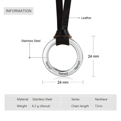 Engraved Men Leather Necklace