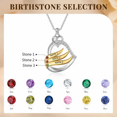Custom Names & Birthstones Heart Necklace