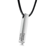 Men Bar Necklace - Leather Chain