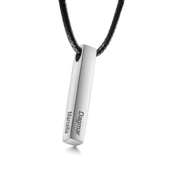 Men Bar Necklace - Leather Chain