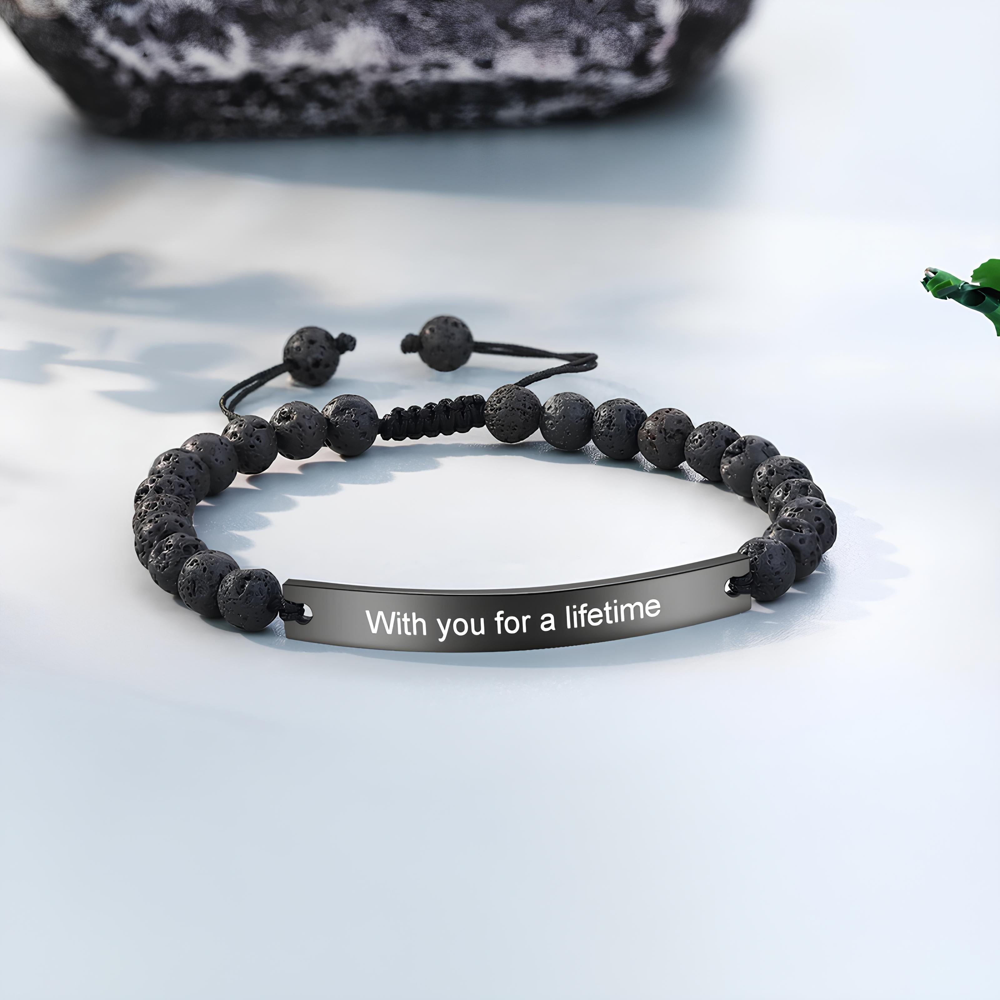 Custom Lava Rock Bar ID Bracelet