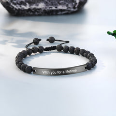 Custom Lava Rock Bar ID Bracelet