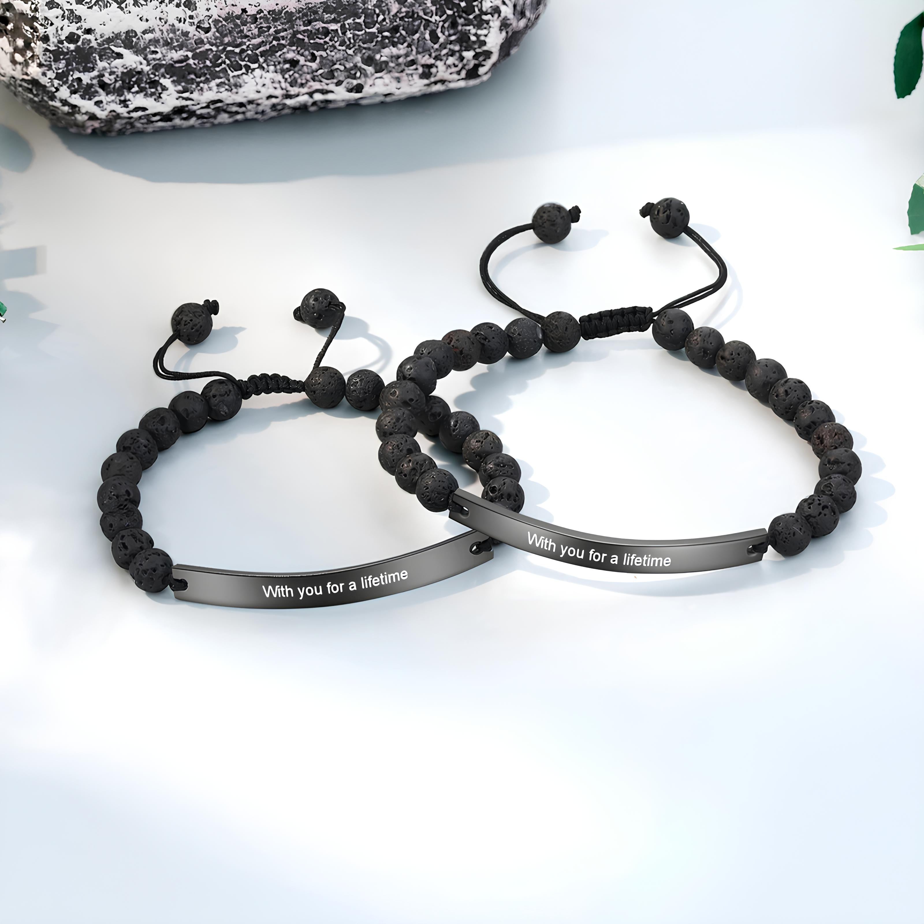 Custom Lava Rock Bar ID Bracelet