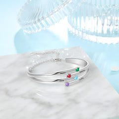 Mom Bangle with Kids' Names & Birthstones