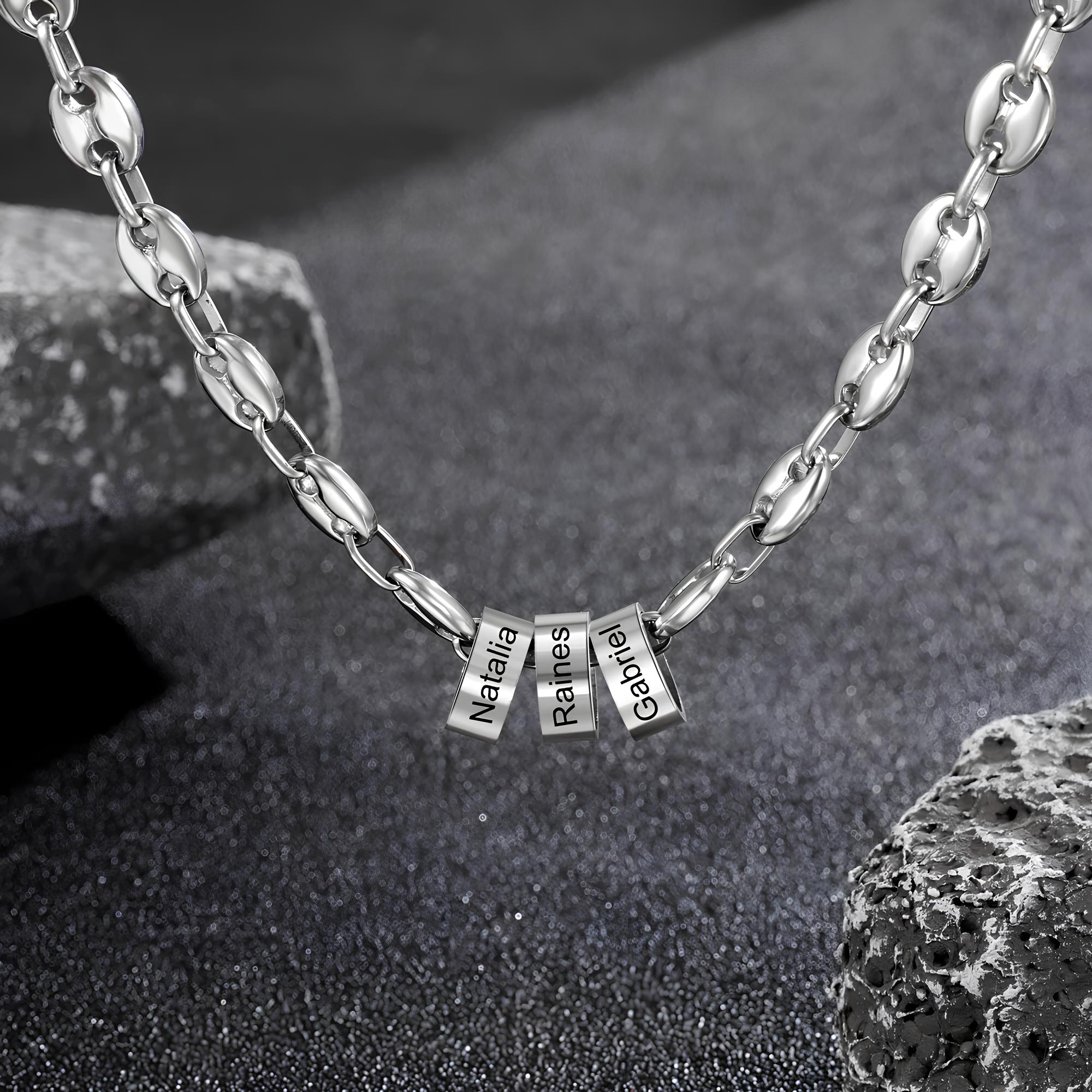 Custom Name Bead Necklace for Men