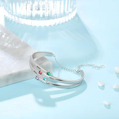 Mom Bangle with Kids' Names & Birthstones