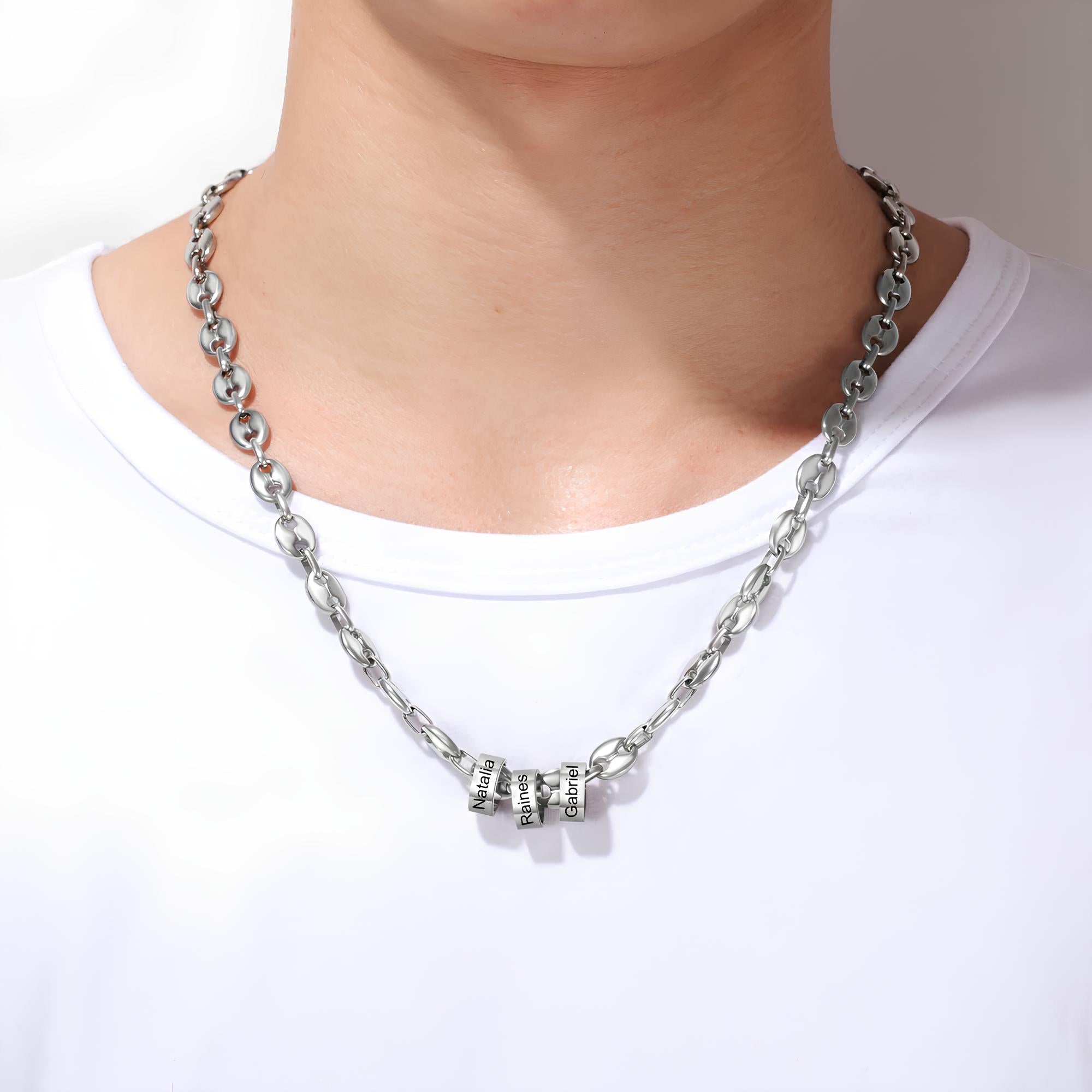 Custom Name Bead Necklace for Men