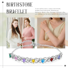 Custom Birthstone Infinity Name Bracelet
