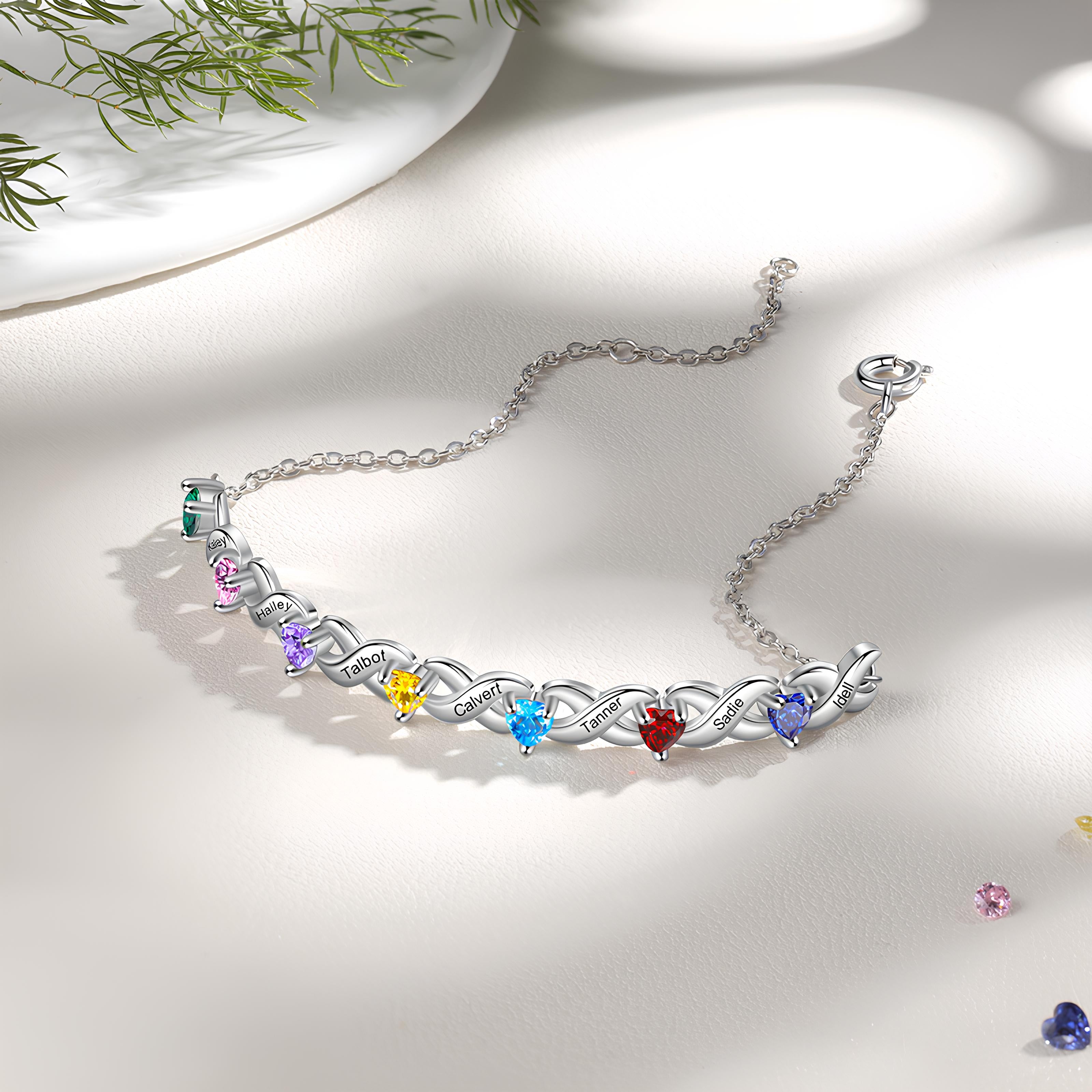 Custom Birthstone Infinity Name Bracelet