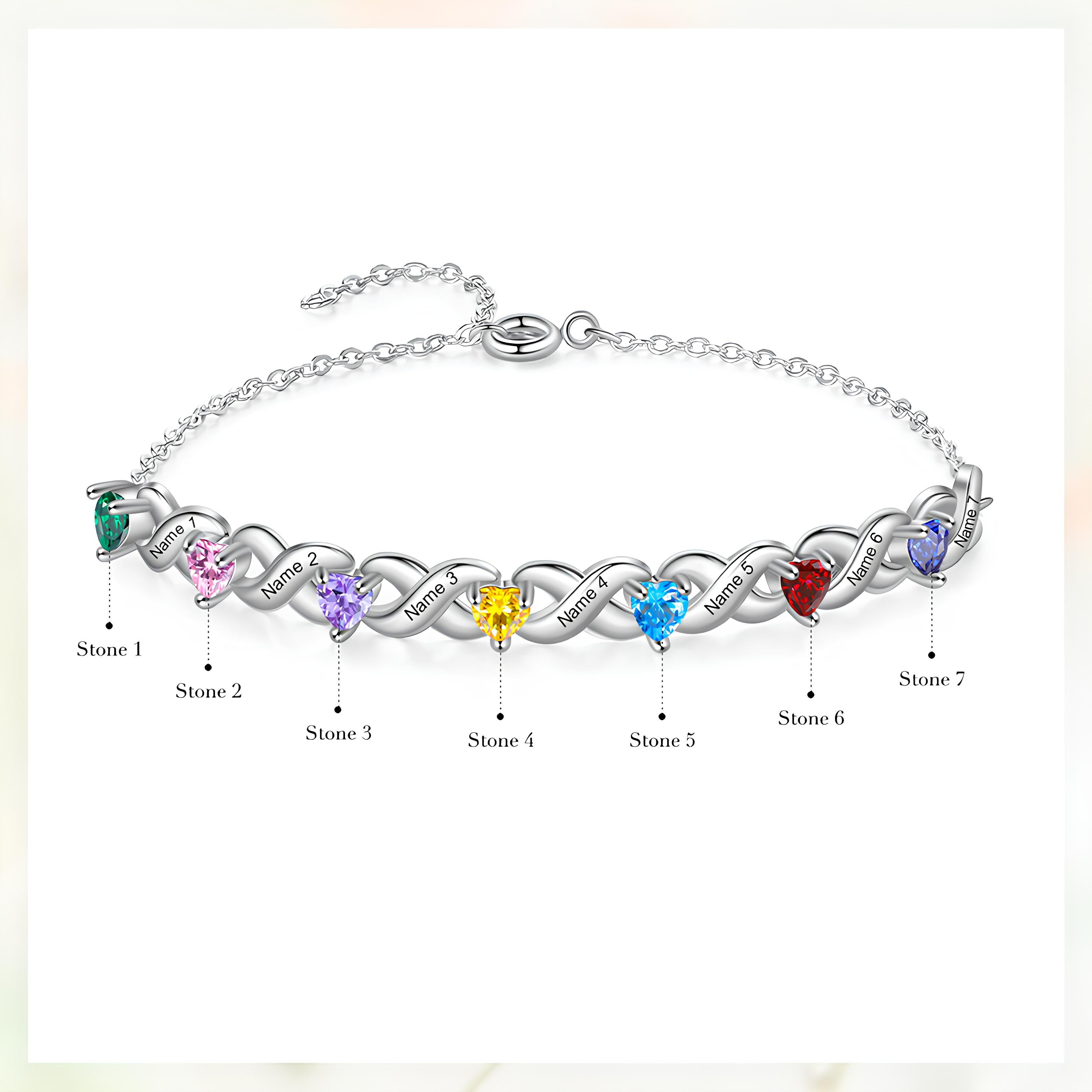 Custom Birthstone Infinity Name Bracelet