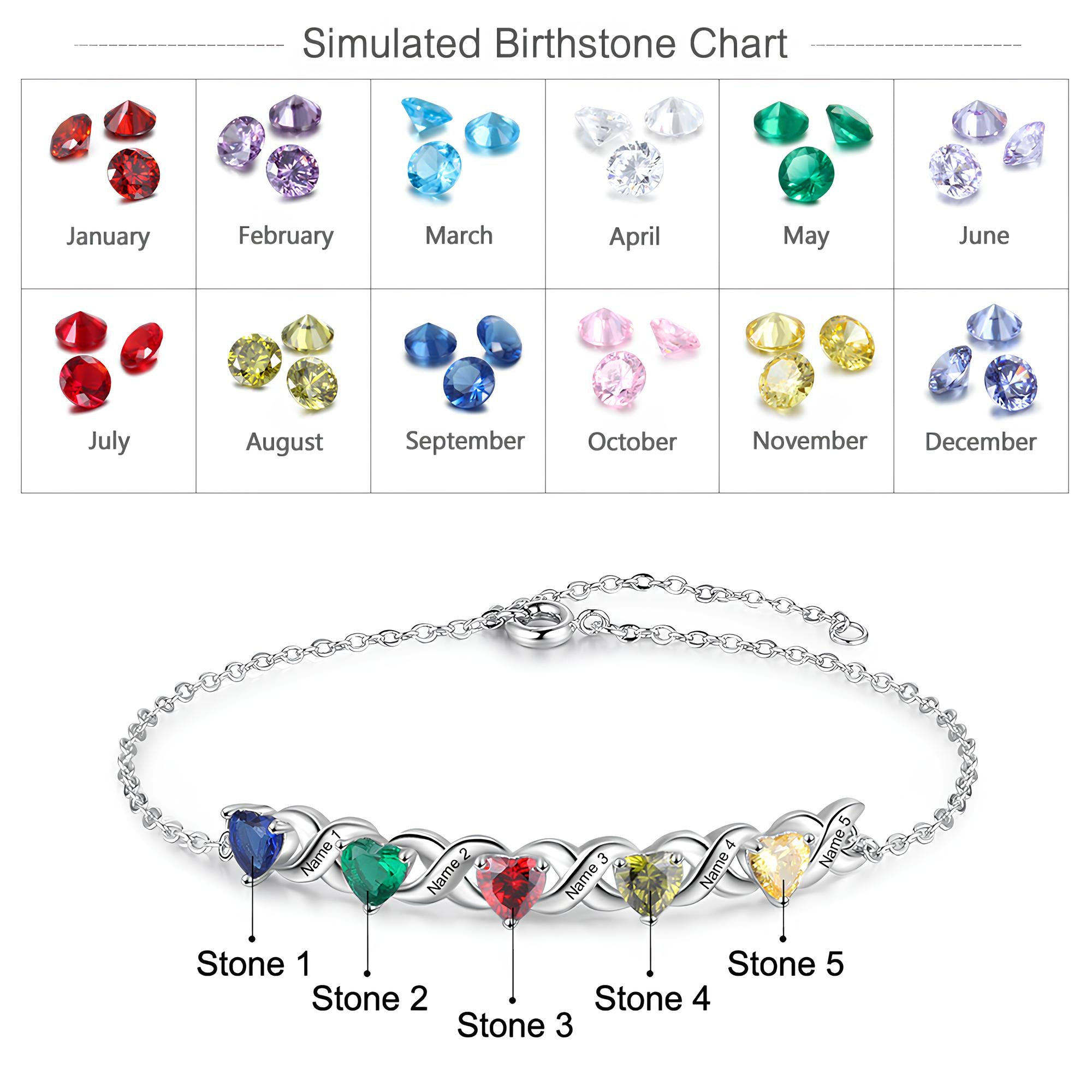 Custom Birthstone Infinity Name Bracelet