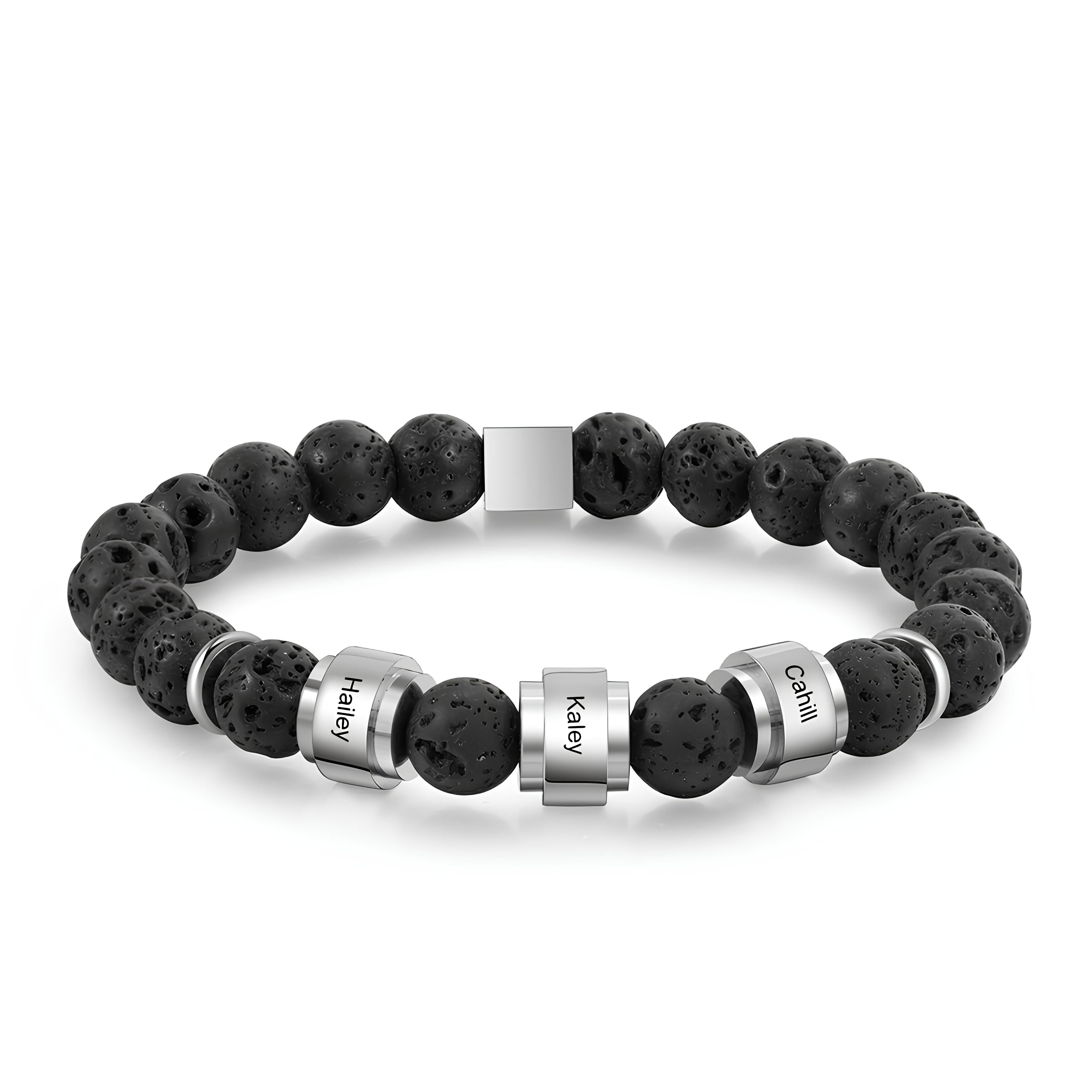 Custom Engraved Lava Stone Name Bracelet