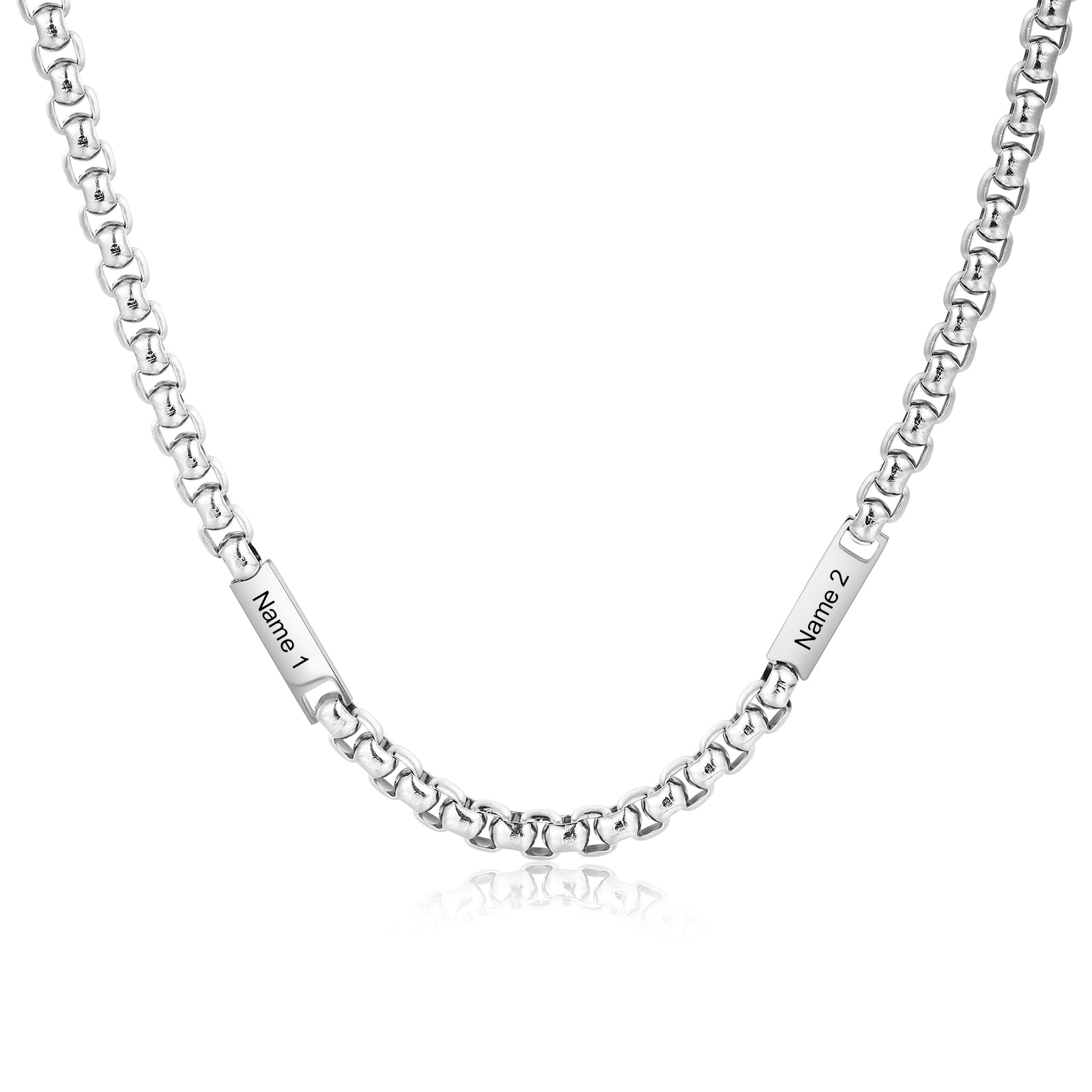 Engraved Men Necklace Curb Chain