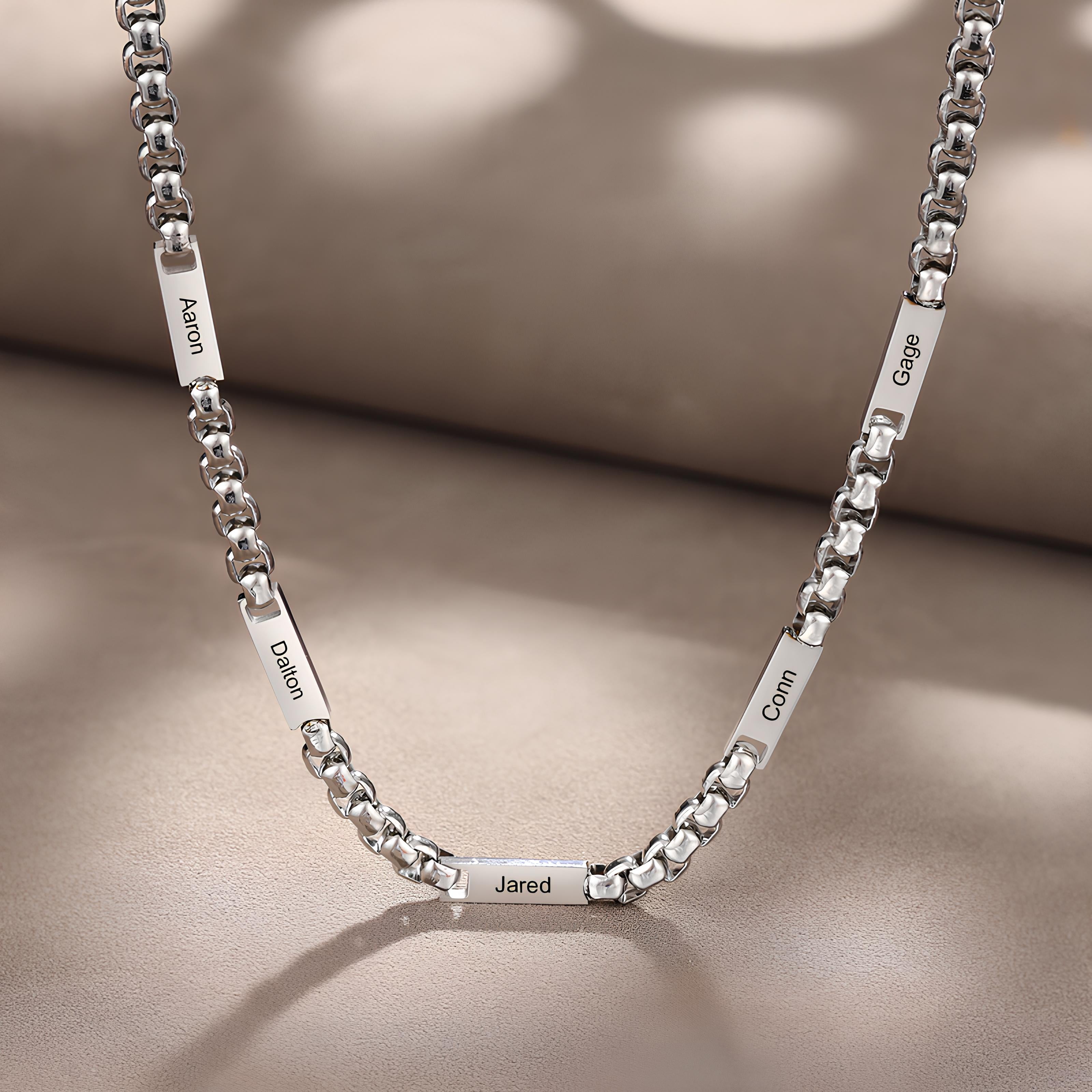 Engraved Men Necklace Curb Chain
