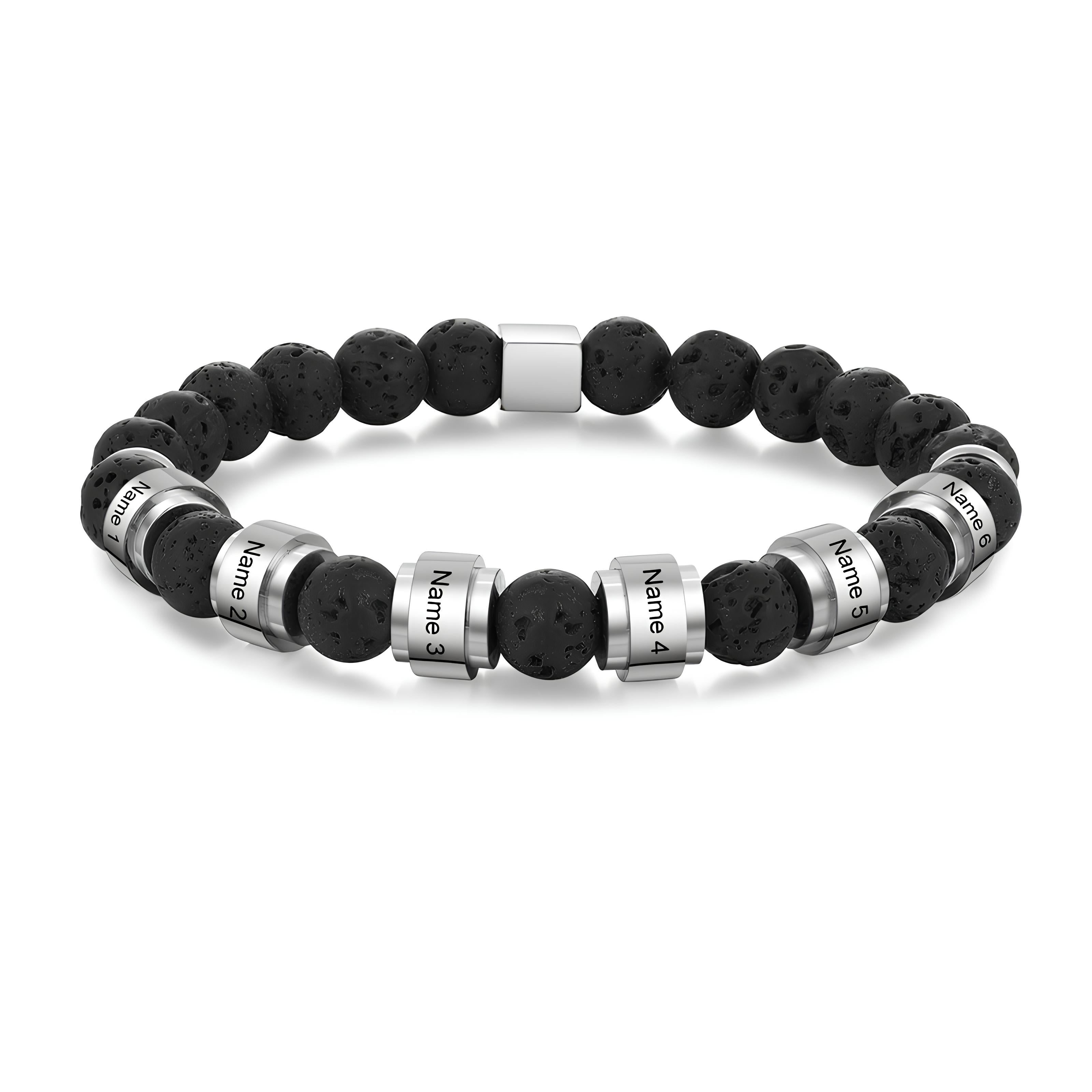Custom Engraved Lava Stone Name Bracelet