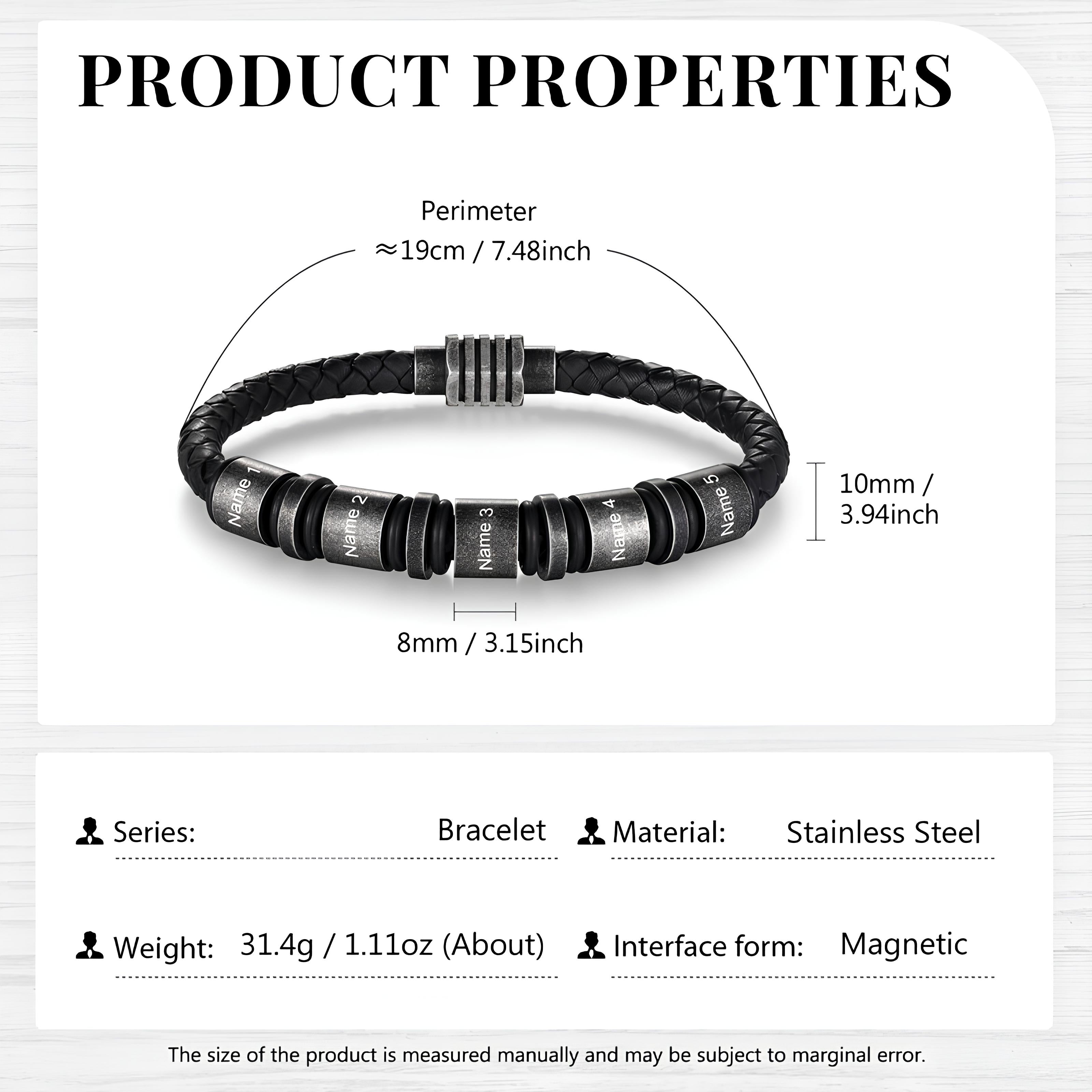 Custom Vintage Name Bracelet for Men