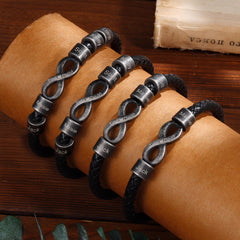 Custom Engraved Leather Infinity Bracelet