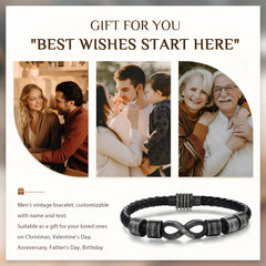 Custom Engraved Leather Infinity Bracelet