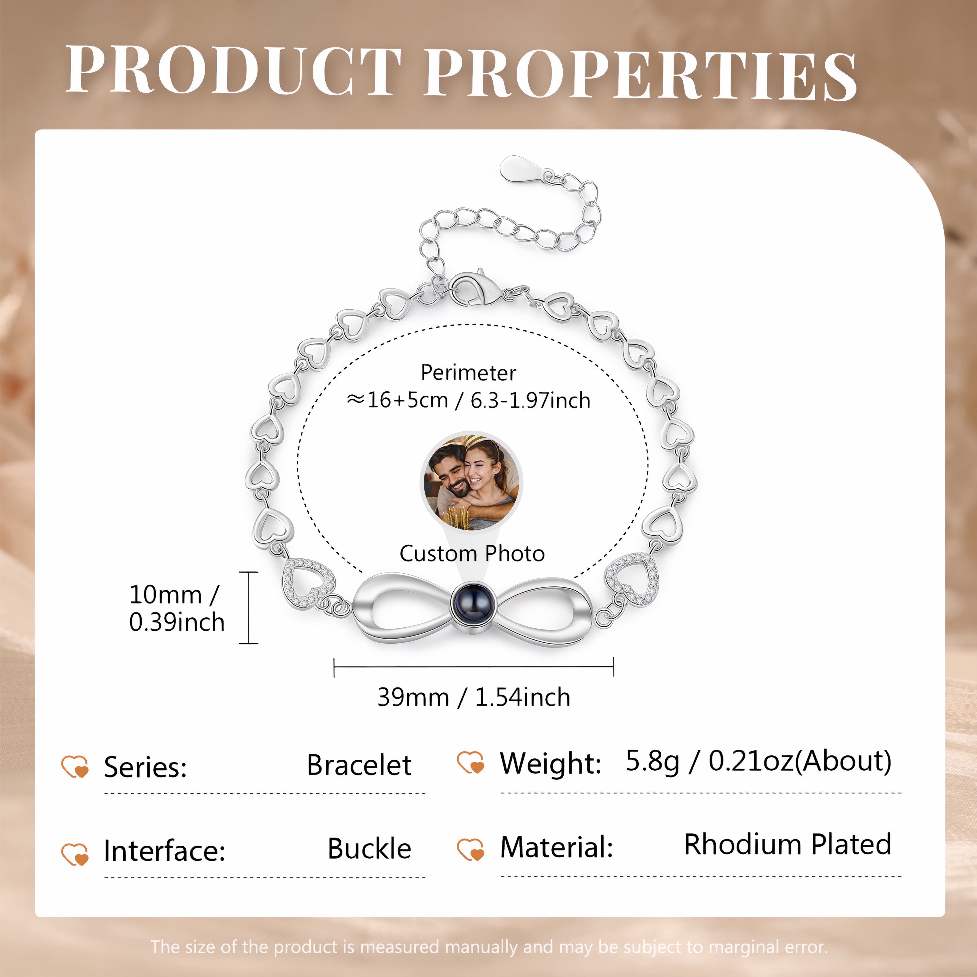 Infinity Heart Photo Bracelet