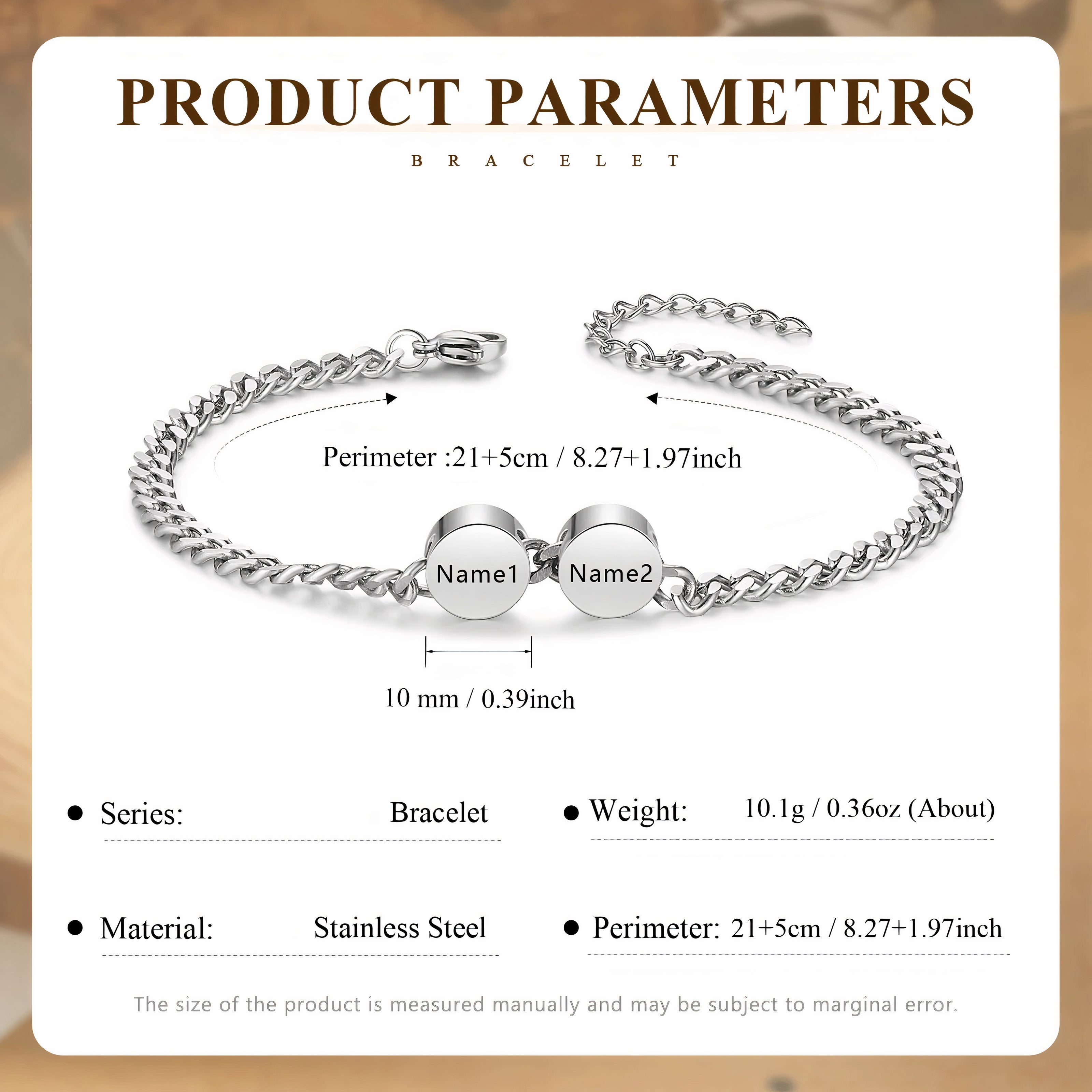 Engraved Circle Tag Bracelet