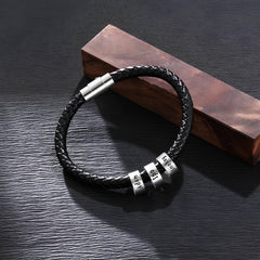 Leather Men Bracelet with Charms