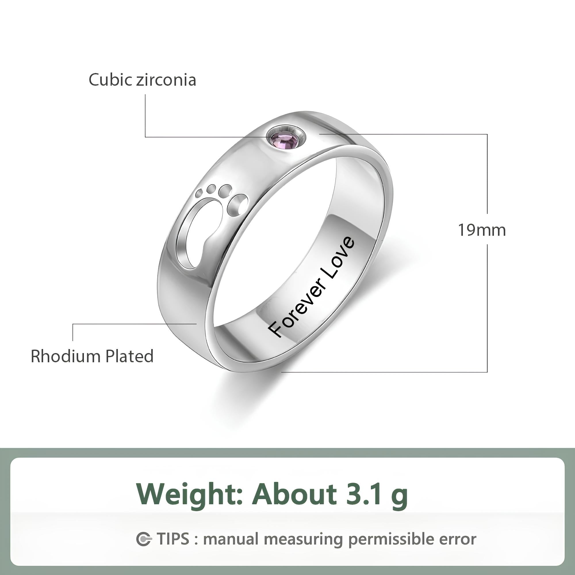 Custom Baby Footprint Birthstone Ring
