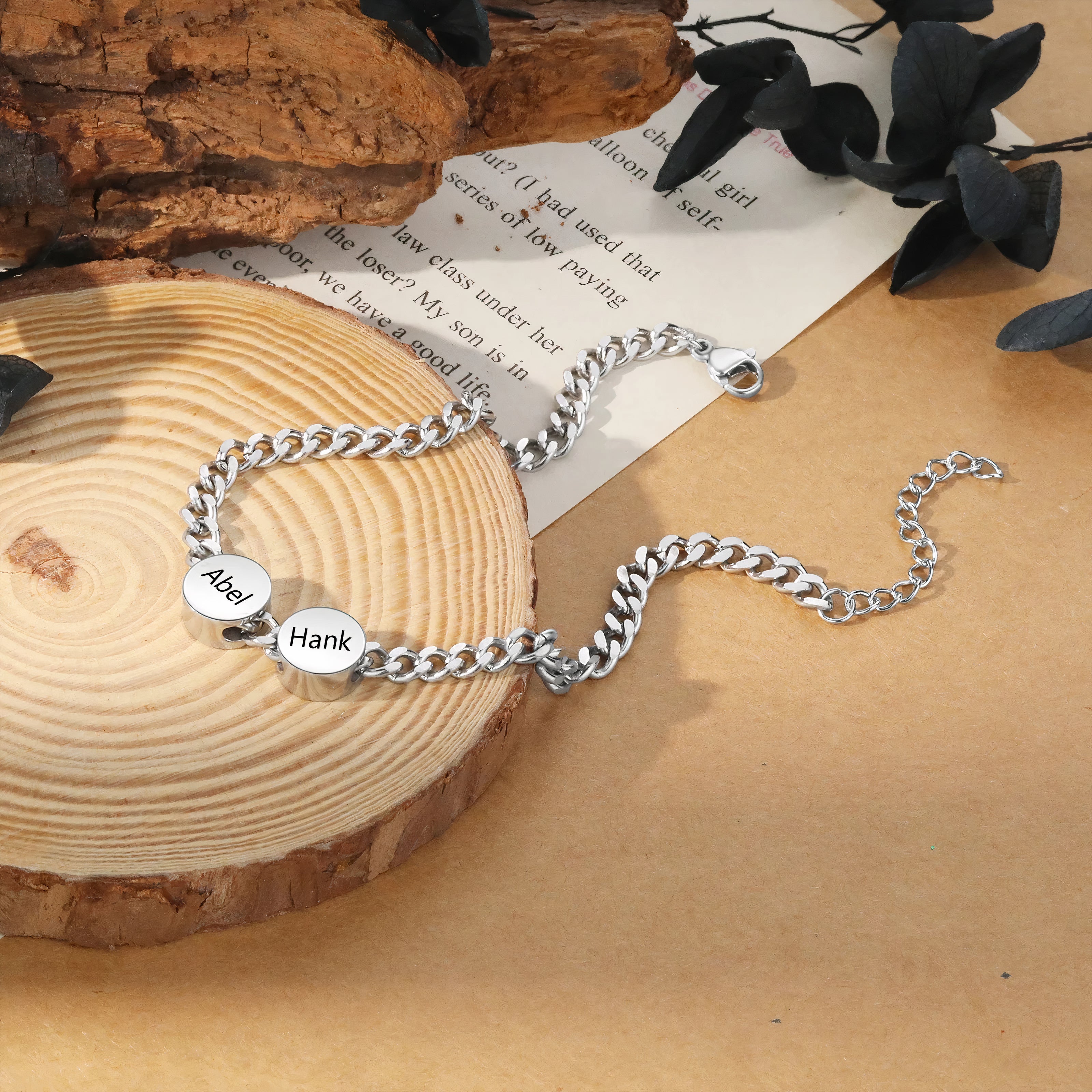 Engraved Circle Tag Bracelet