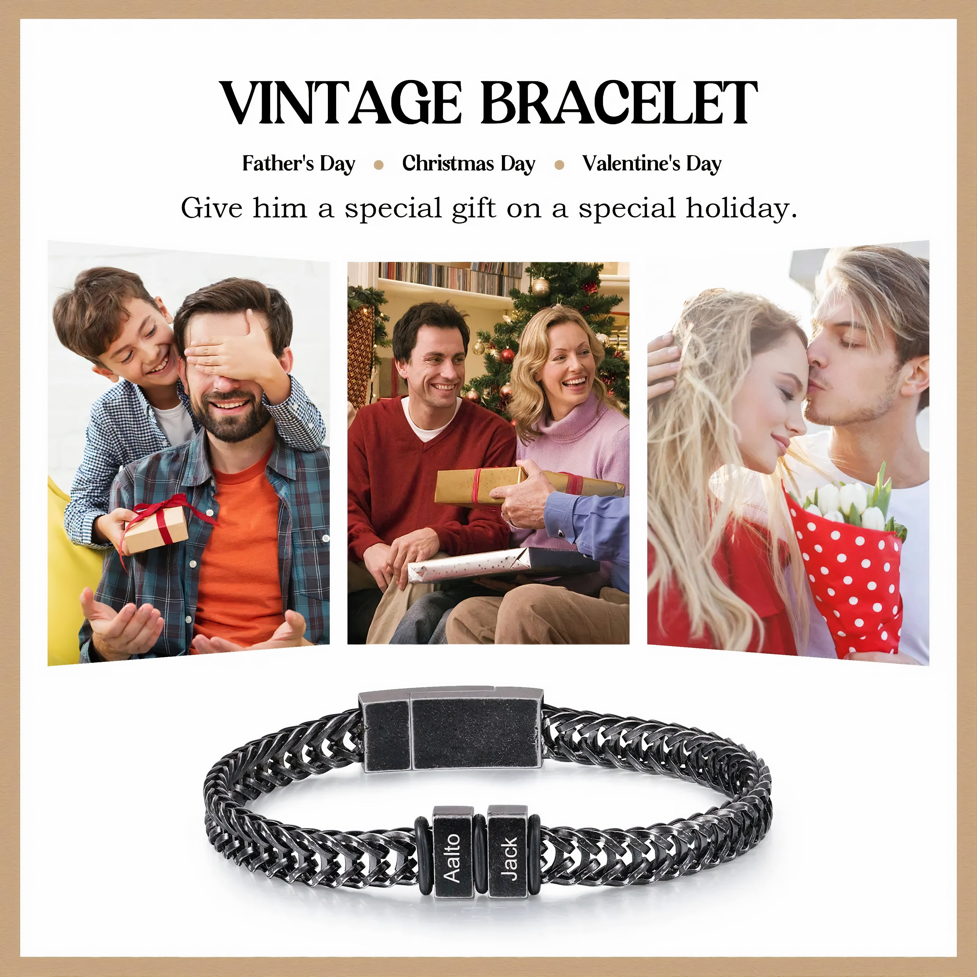 Custom Black Name Bracelet for Men