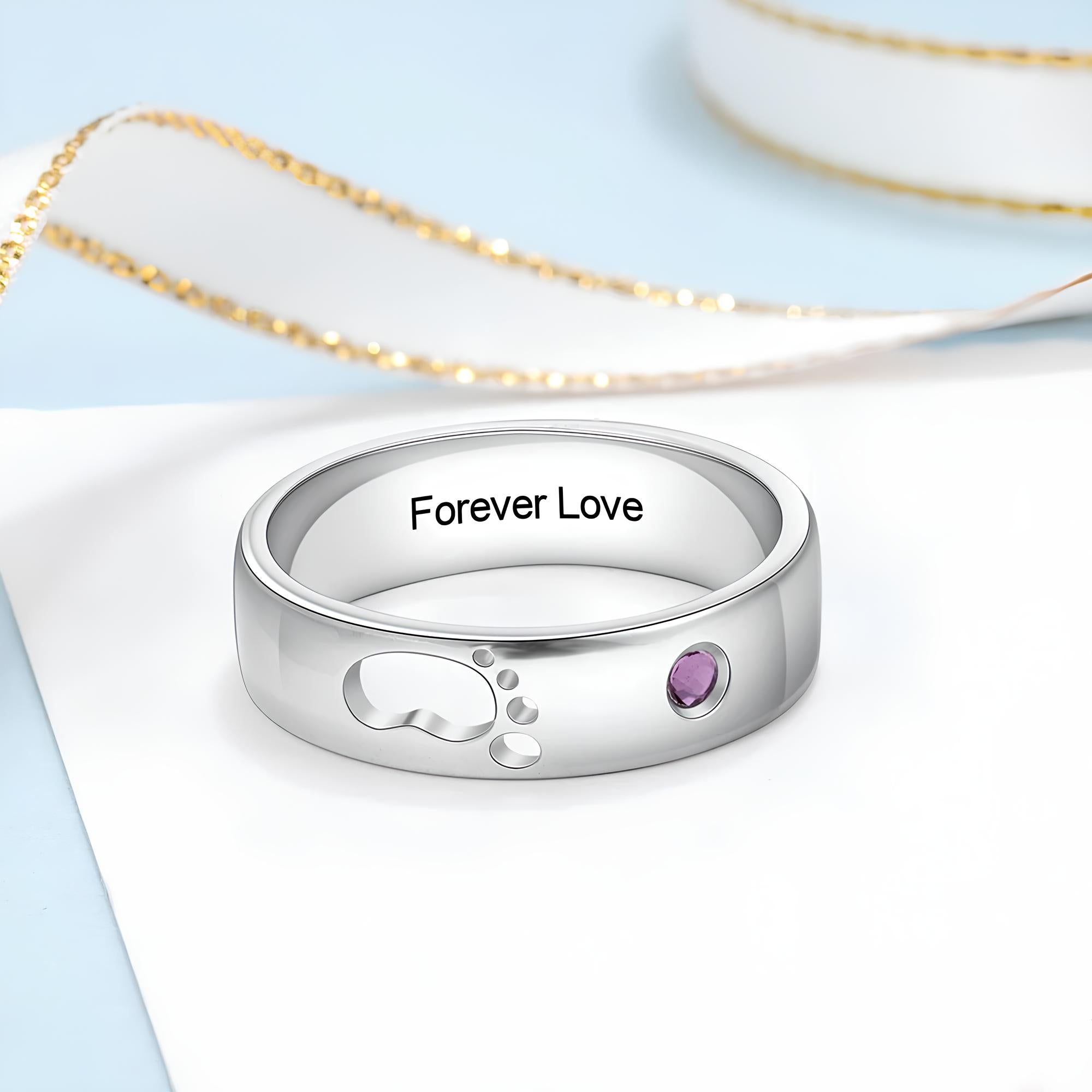 Custom Baby Footprint Birthstone Ring