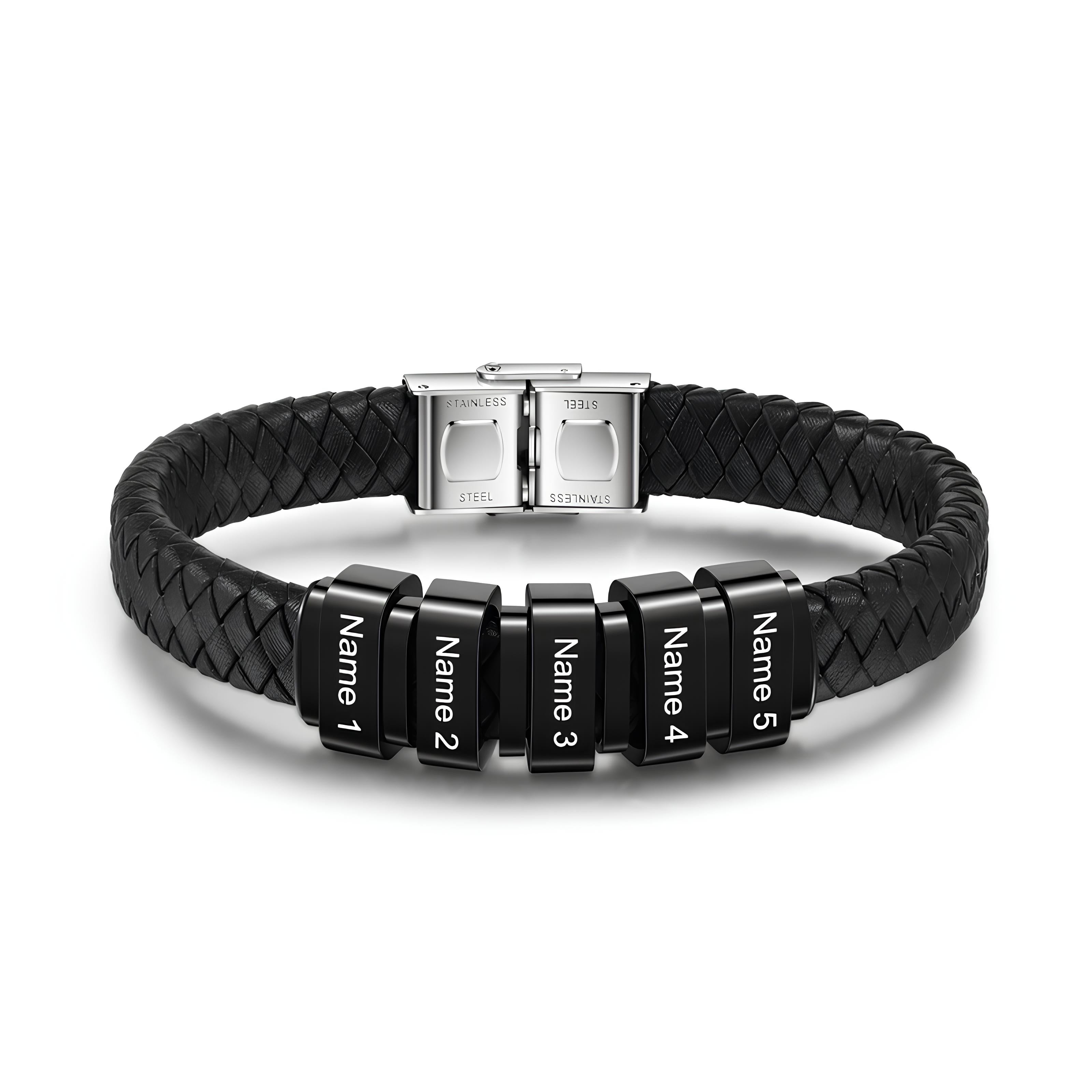 Dad Black Bracelet with Charms