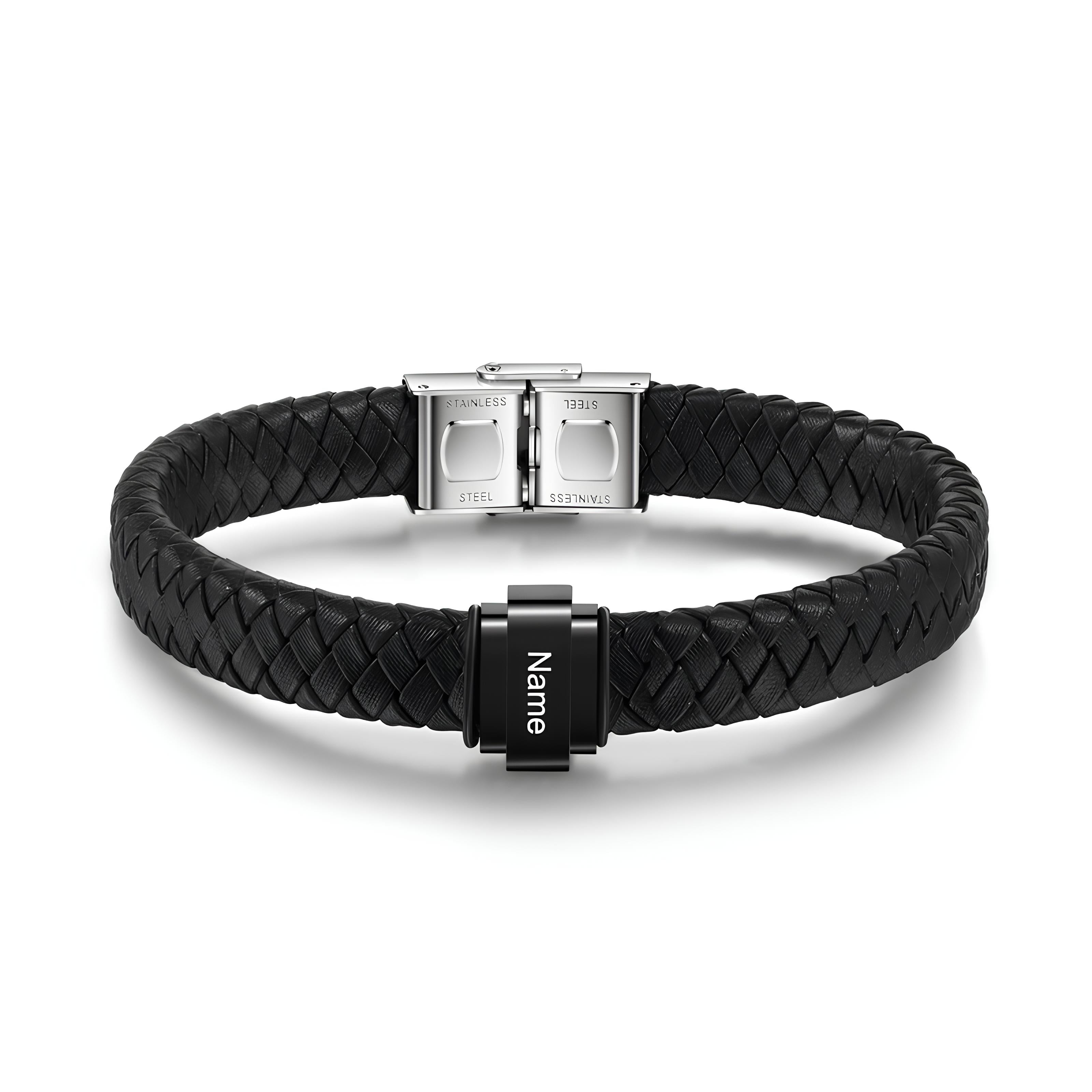 Dad Black Bracelet with Charms