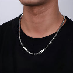 Engraved Men Necklace Curb Chain