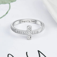 Cubic Zirconia Cross Ring