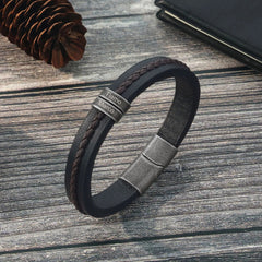 Vintage Leather Name Bracelet for Men