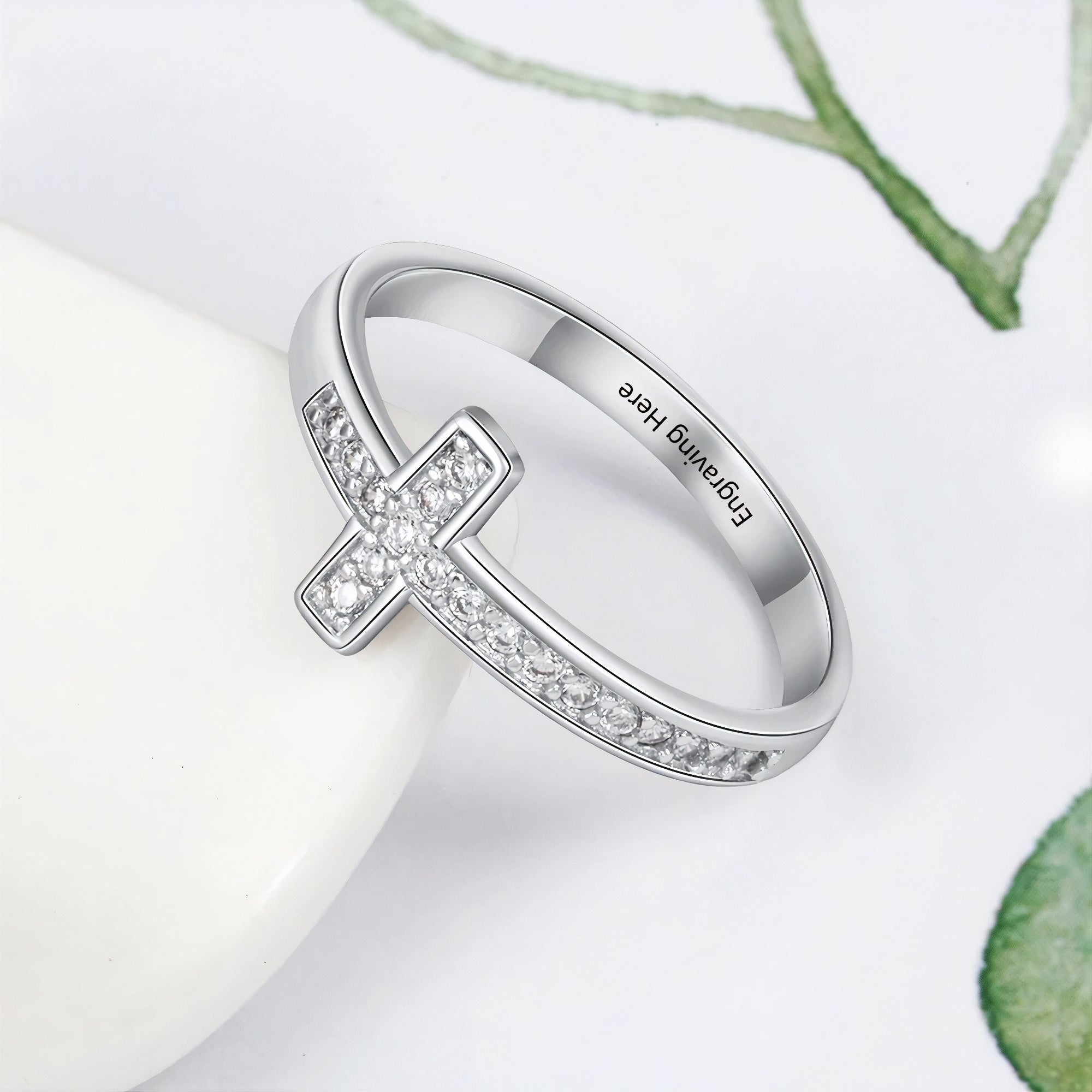 Cubic Zirconia Cross Ring